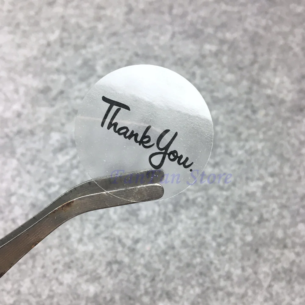 

100 Pcs Thank You Self Adhesive Stickers Transparent Label Sticker For Diy Hand Made Gift Cake Candy Paper Tags