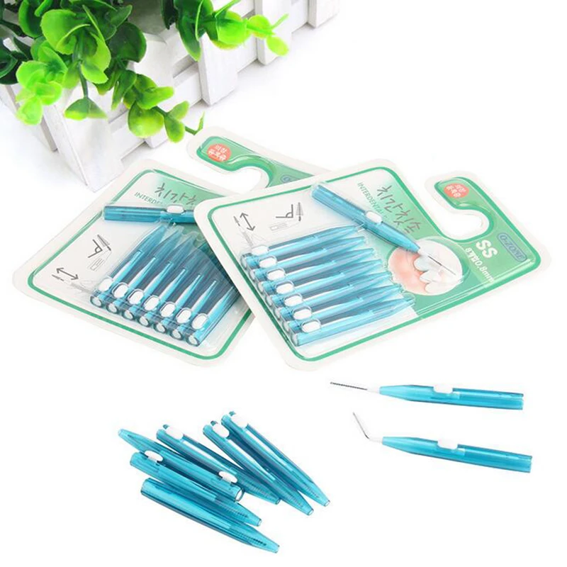 

8pcs/set Interdental Brushes 0.8 Green Adjustable Teeth Cleaning Floss Toothbrush Healthy Oral Dental Care Toothpick