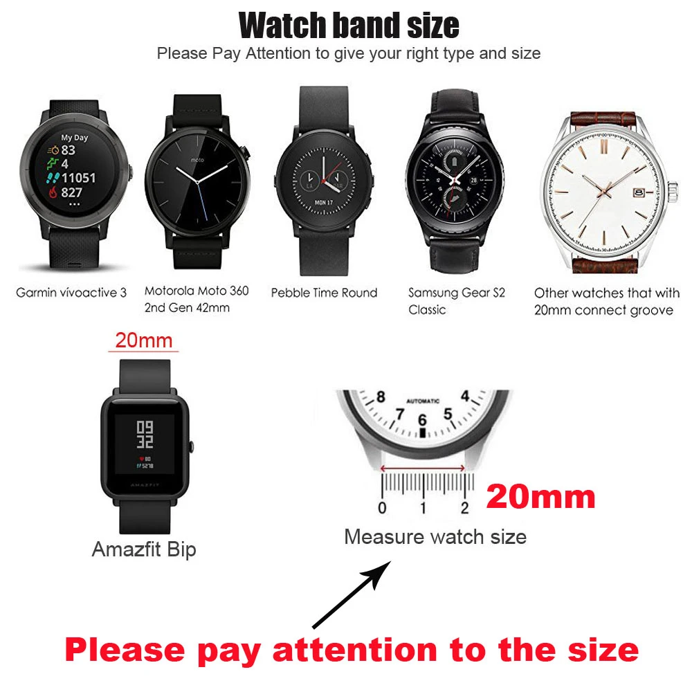 20 мм металлический браслет для часов Xiaomi Huami Amazfit ремешок Bip для Garmin Vivoactive 3 HR ремешок samsung Galaxy Watch Active Correa