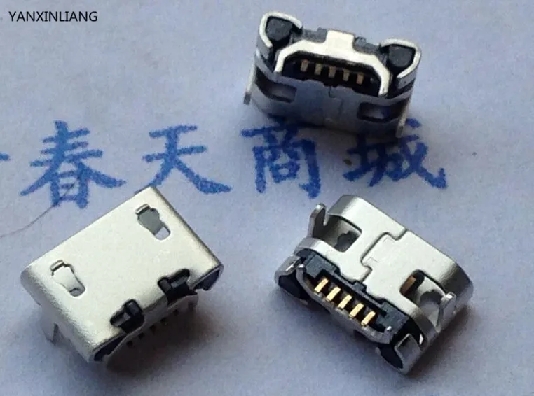 50 шт. Micro USB 5pin без бокового рога Ox гнездо usb короткий штырь плоский рот четыре с