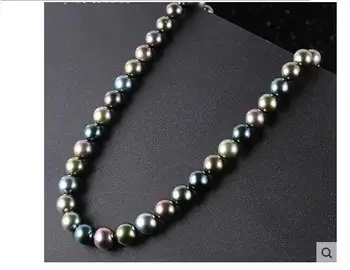 

free shipping stunning 11-12mm round multicolor pearl necklace 18inch 925s