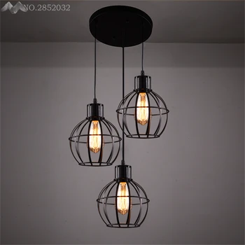 

JW European Iron Pendant Lamp E27 Creative Industrial Hanging Light for Living Room Restaurant Bar Indoor Home Lighting Fixtures