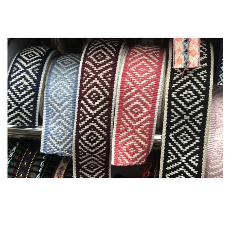 

50yards/lot wide 4cm Woven Jacquard Ribbon Trims geometry cotton design for clothing straps accessory LS-798