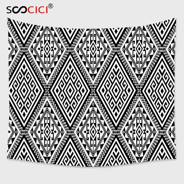 Cutom Permadani Dinding Gantung Aztec Geometris Berlian Dan