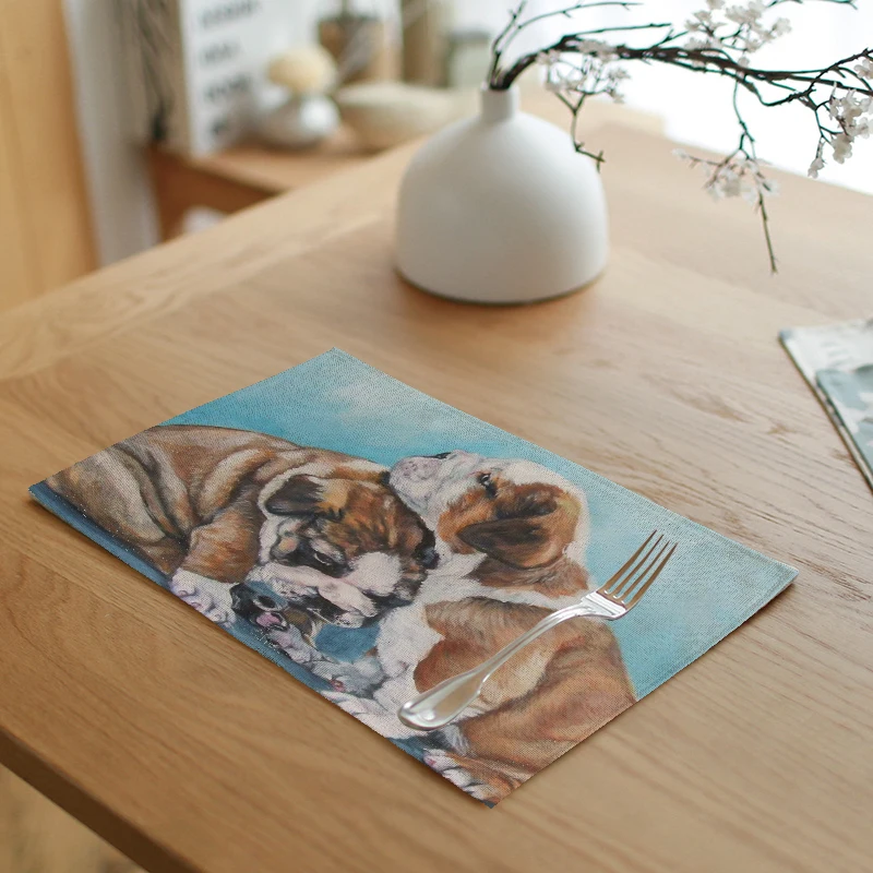 

Wholosale Tablecloth Cute Dog Starling Snowlander Shih Tzu Cover Restaurant Decor Pad Tea Coffee Table Western Table Table Flag