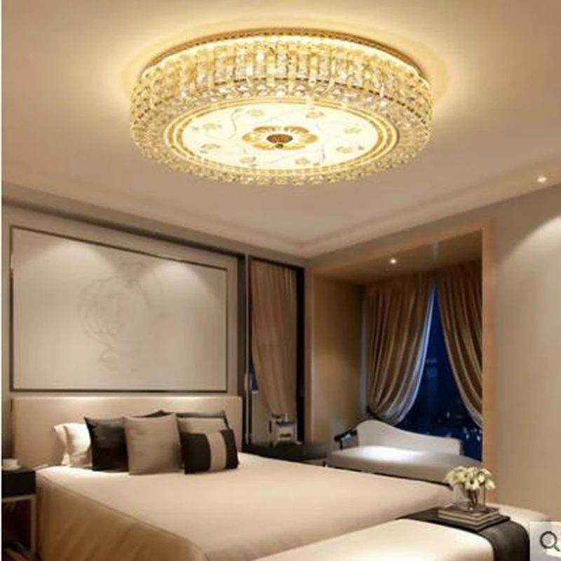 

Simple European bedroom lamp warm and romantic ceiling round European crystal lamp restaurant lamp modern LED ceiling lighting