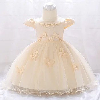 

Infant vestidos baby girl clothes Baby dress Butterfly pearl Girl wear Sleeveless Dress for birthday party Toddler Costume