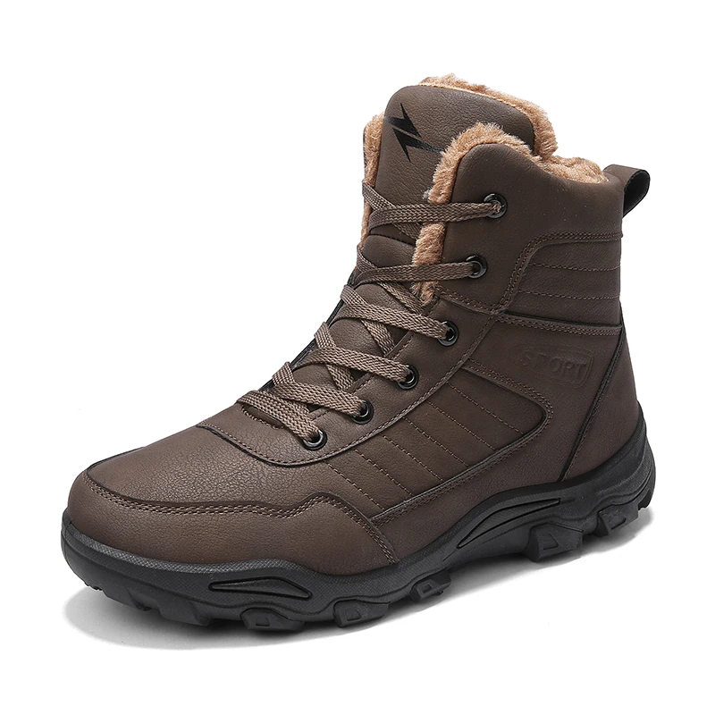

Men HiKing Shoes Snow Boots Fur Keep Warm Winter Snekers Waterproof Outdoor Sport Shoes PU Leather Hiking Shoes Big Size 39-46