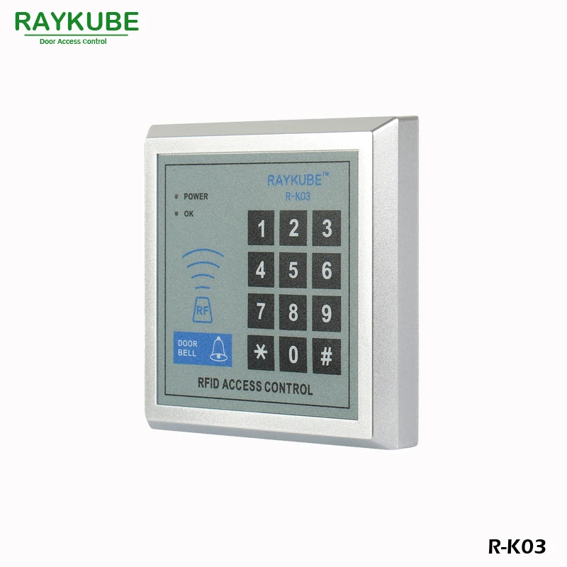 RAYKUBE RFID считыватель клавиатура контроля доступа Бесконтактный входной дверной замок+ 10 шт. брелоки для дома/офиса/дома улучшение R-K03