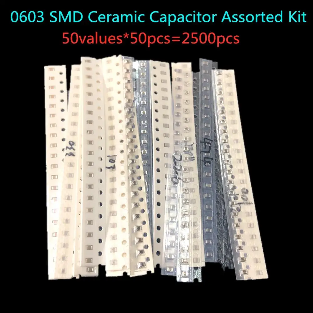 Capacitor Cerâmico Sortido Kit 1pf 10 uf 50 Valores * Pces = 2500 Chip Amostras ki 0603 Smd