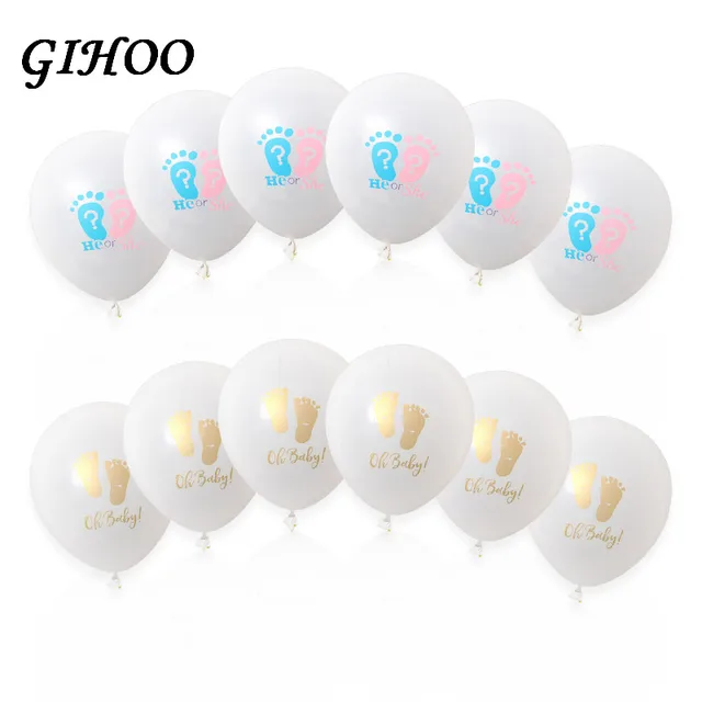 10pcs/lot 10inch He OR She Baby Latex Balloon Gender Reveal Party White Balloon Baby Shower Boy Girl Birthday Party Supplies