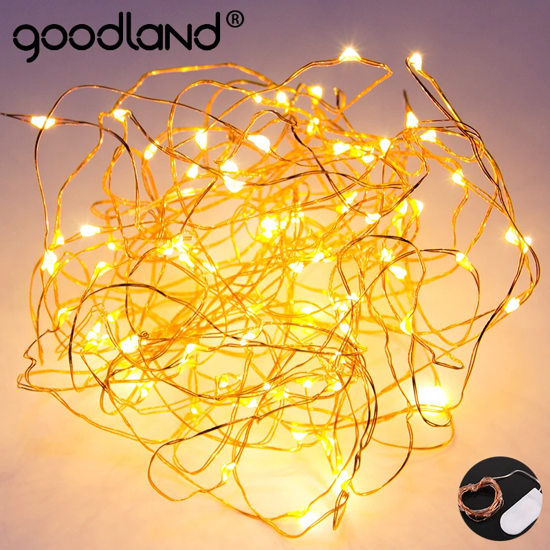 Image Goodland LED String Lights 2M 3M Waterproof Wedding Decoration Light String Christmas Copper Wire LED Fairy Outdoor Lighting