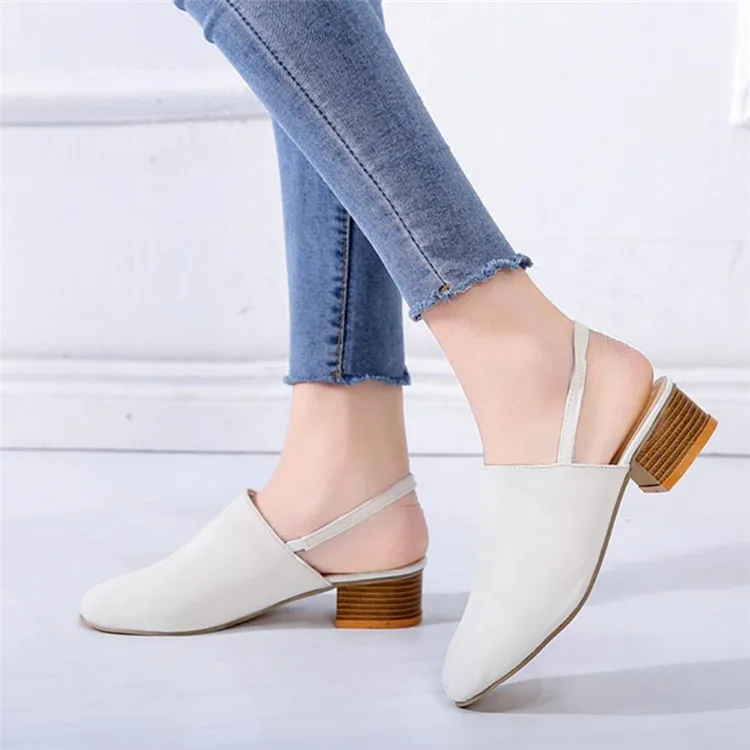 COOTELILI/Женская обувь Повседневное модные сандалии для женская обувь на низком каблуке летние с закрытым носком без застежки на