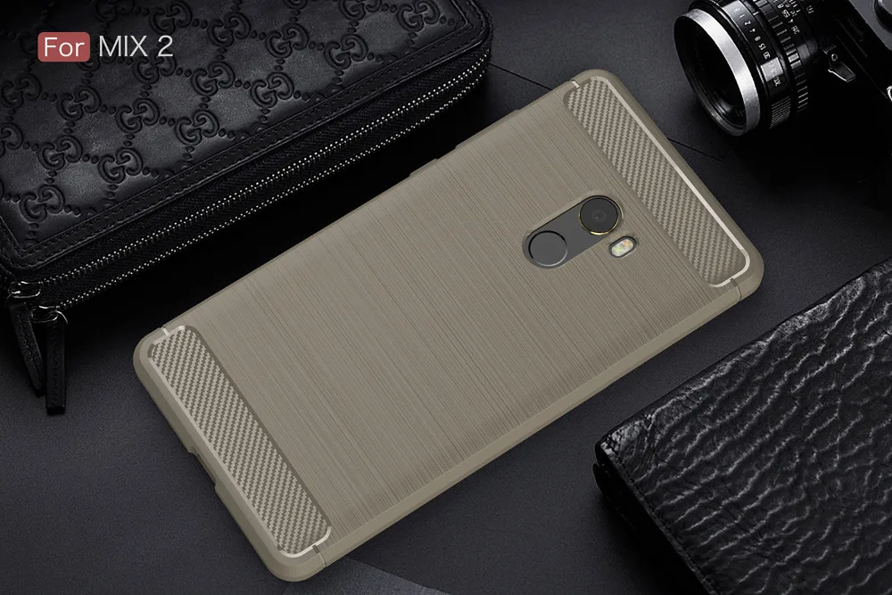עבור Xiaomi Mi לערבב 2 מקרה סיליקון מקרה עבור Xiaomi Mi Mix2 מקרה כיסוי Fundas רך פחמן סיבי Brushe Coque etui Capinha Aksesuar