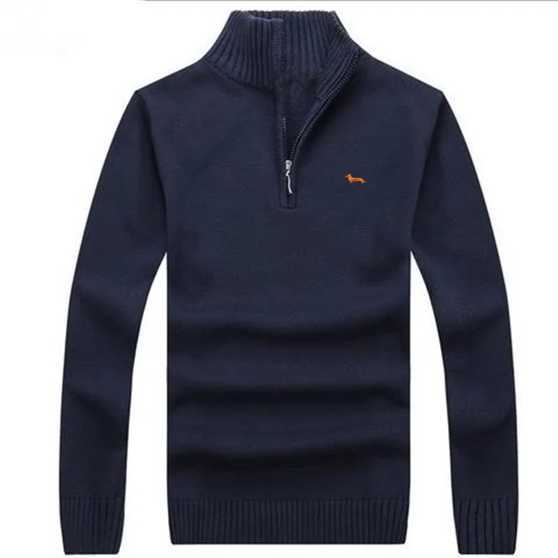 

2018 New brand Arrival sweater Casual Flat Knitted Turtleneck Full Pullovers Zipper Standard Solid Wool Embroidery Men Sweaters