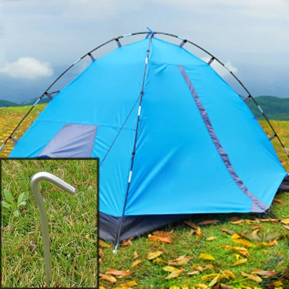 

4Pcs Aluminum Tent Pegs Stakes Hook Pin Camping Outdoor Trip Essential BB55