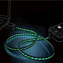 Струящийся светодиодный светильник, светящийся зарядный USB кабель для передачи данных для iPhone 8, 7 Plus, X, iPad, кабель Micro USB, 1 м, 2,4 А, шнур для быстрой зарядки, 4