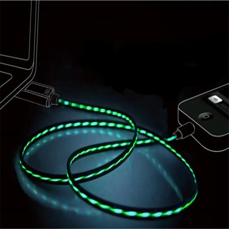 

Flowing LED Light Glowing Charging USB Data Cable for iPhone 8 7 Plus X iPad Micro USB Cable 1M 2.4A Fast Charge Charger Cord 4