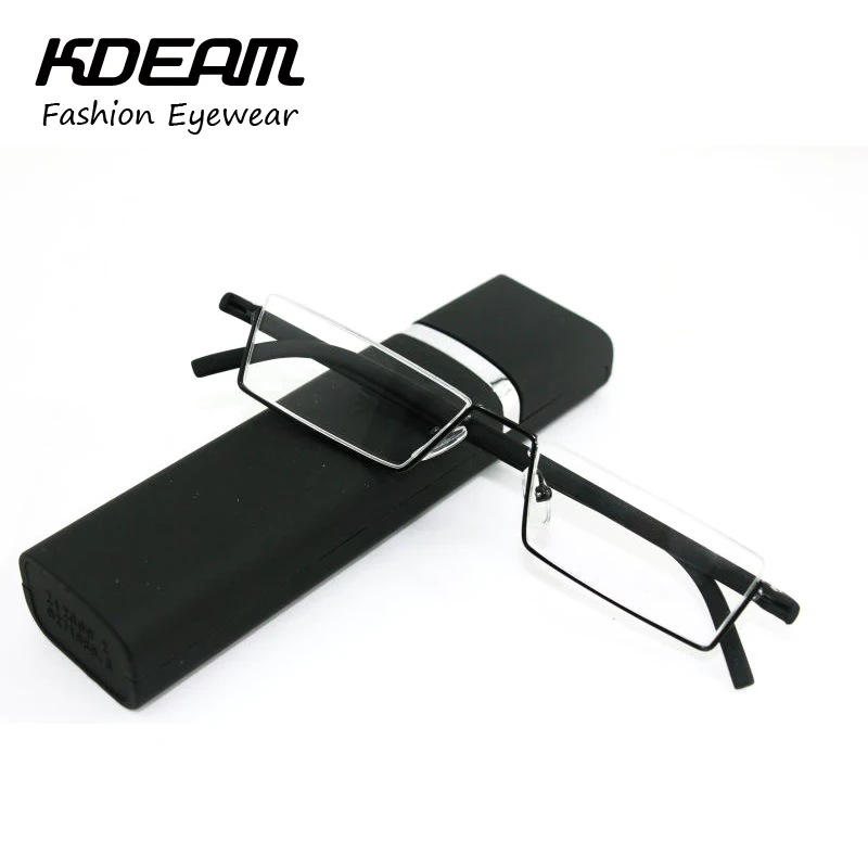 TR 90 Half Metal Frame Slim Portable Black Red Compact Reading Glasses Anti Eye Fatigue With