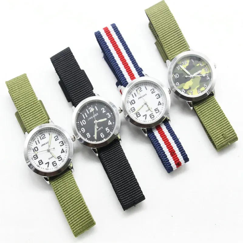 

2018 simple design boys and girls learn to time number quartz watch kids luminous hands tutor nylon sports gift