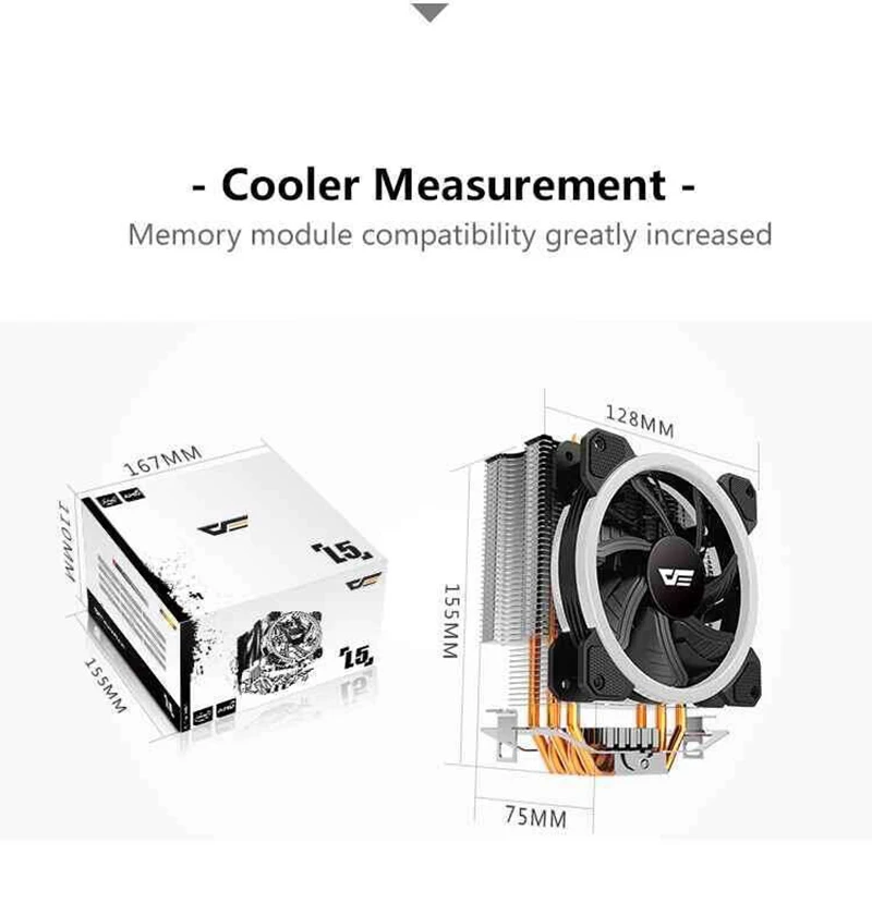 darkFlash Aigo 5 Heatpipes CPU cooler for AMD Intel 775 1150 1151 1155 1156 CPU radiator 120mm CPU fan PC quiet Computer Cooling