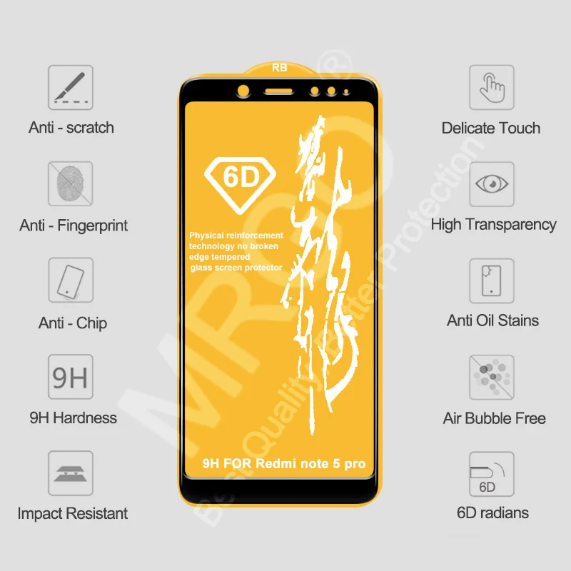 6D закаленное стекло для Xiao mi Red mi Note 5 Pro защита экрана красный mi 6 6A Pro защита для Xiaomi mi A2 Lite 8 A1 Plus стекло