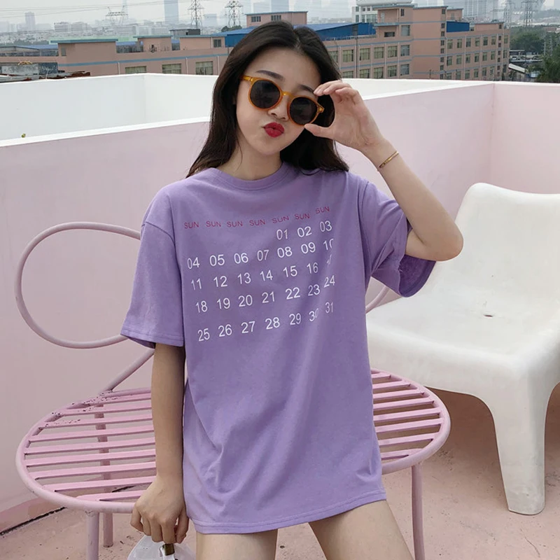 Spring Summer Tshirt Top Womens Clothing Korean Style Ulzzang Harajuku Digital Printed Short