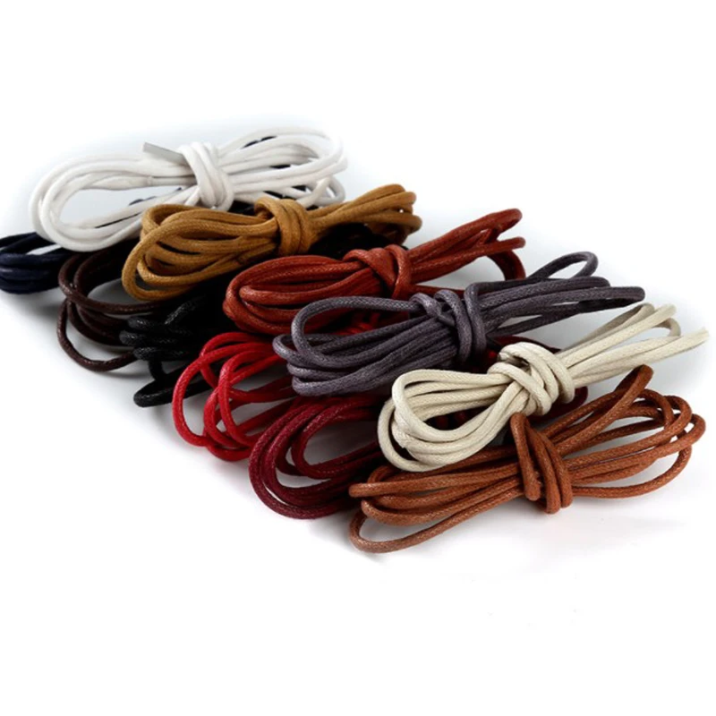 

1Pair Waxed Cotton Round Shoe laces Leather Waterproof ShoeLaces Men Martin Boots Shoelace Shoestring Length 60/80/100/120/140CM