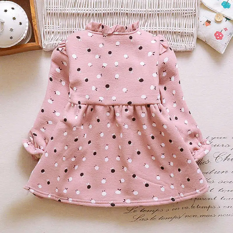 BibiCola/ г. платье для маленьких девочек Брендовое платье для маленьких девочек Хлопковое платье принцессы с длинными рукавами и круглым вырезом и цветочным принтом