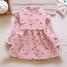 BibiCola/ г. платье для маленьких девочек Брендовое платье для маленьких девочек Хлопковое платье принцессы с длинными рукавами и круглым вырезом и цветочным принтом