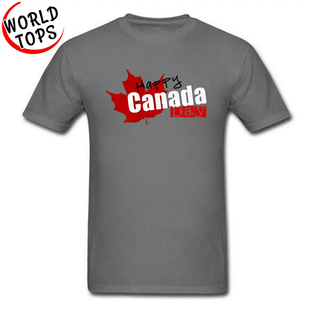 Happy Canada Day Round Neck T-shirts Summer Fall Tops Shirts Short Sleeve Classic Cotton Design Tees Unique Male Happy Canada Day carbon