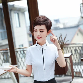 

Formal Uniform Styles Summer Short Sleeve Blouses & Shirts For Women Work Wear 2018 New Fashion Blouse Female Clothes Plus Size