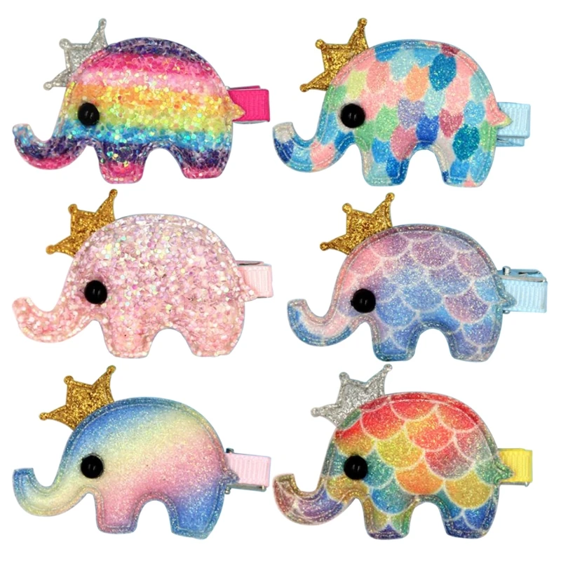 

1Pc Kid Girl Rainbow Elephant Hair Clip Hair Claws Colorful Hairpin Princess Barrette Crown W715
