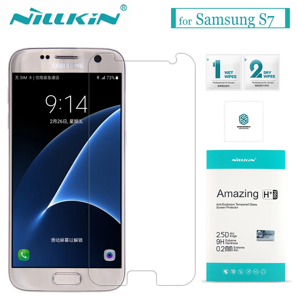 

Nilkin for Samsung Galaxy S7 Tempered Glass Nillkin 9H Amazing H+Pro Clear Glass Screen Protector Film for Samsung Galaxy S7