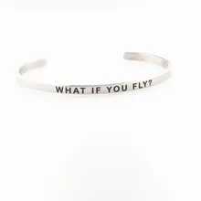 Зеркальные полированные браслеты из нержавеющей стали черные чернила с лазерной гравировкой положительные поговорки женский браслет с мантрой что если вы летите