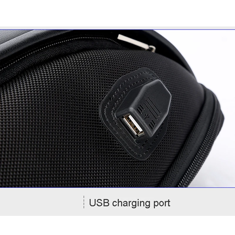 Мужской деловой рюкзак BOPAI крутой кожаный с USB зарядкой для офиса сумки на плечо