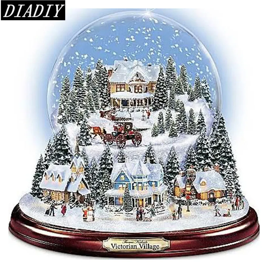 5D Diy Набор для алмазной живописи Снежный дом хрустальный шар 3D вышивка крестиком полная круглая Алмазная вышивка Алмазная мозаика домашний декор для стен