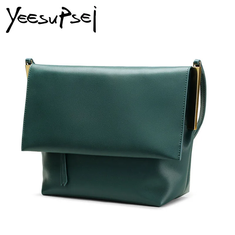 

YeeSupSei Women Leather Handbag Cover Flod Over Bucket Shoulder Bag Lady Cross Body Bag Large Capacity Girl Shopping Bag Bolsa