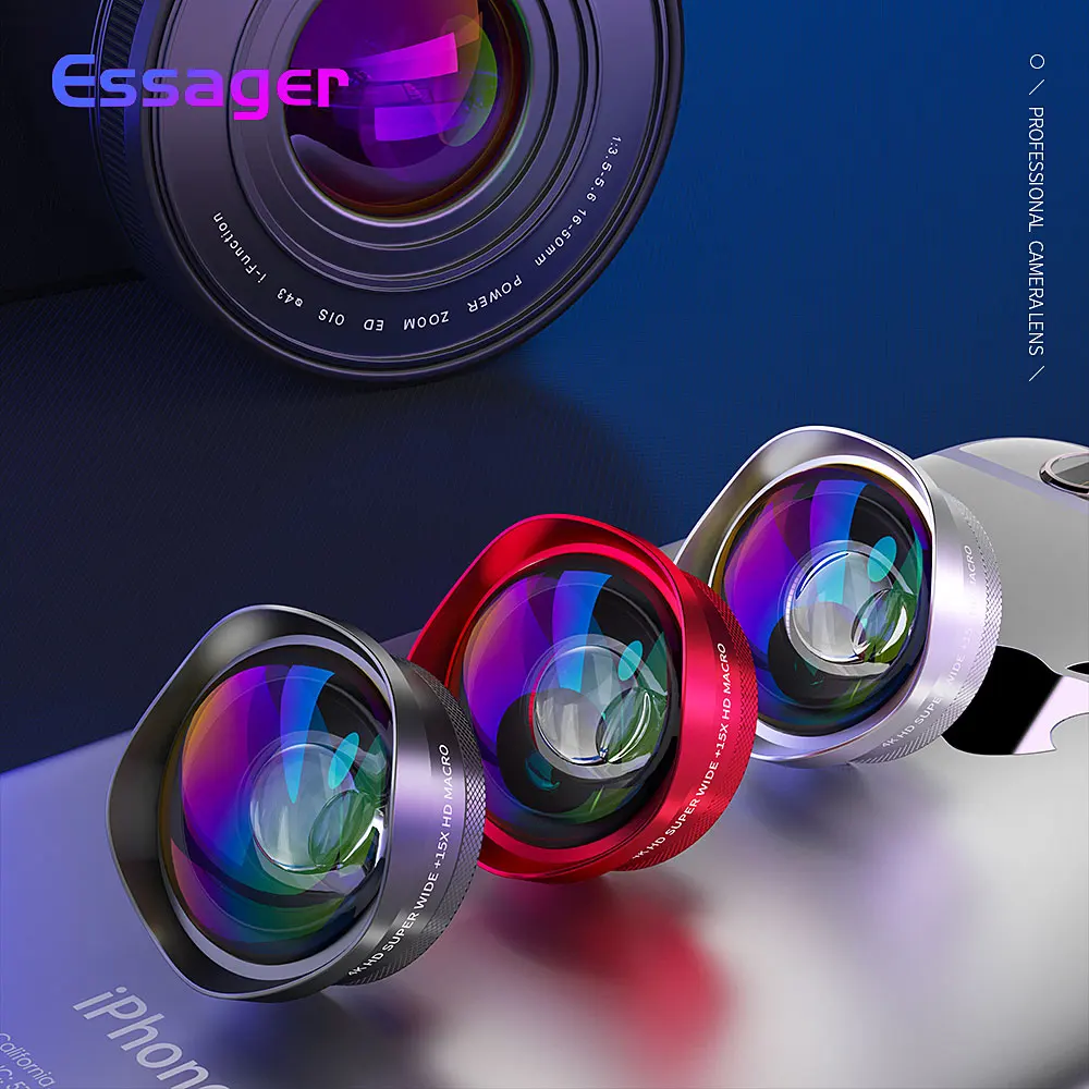 Essager 4 K واسعة زاوية ماكرو عدسة ل فون هواوي 0.6X + 15X الهاتف كاميرا عدسة عدسات تكبير الخليوي الذكي العدسات الهاتف المحمول Essager 4 K واسعة زاوية ماكرو عدسة ل فون هواوي 0.6X + 15X الهاتف كاميرا عدسة عدسات تكبير الخليوي الذكي العدسات الهاتف المحمول