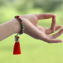 Чистый ручной работы цветной яблочный камень браслет национальный этнический ювелирные изделия заявление традиционный Цыганский браслет