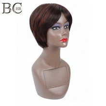 Natural Afro Pixie Cut Short Wig African American Perucas Femininas Heat Resistant Synthetic Straight Hair Wigs for Black Women dull rayon short side bang straight highlight pixie synthetic wig