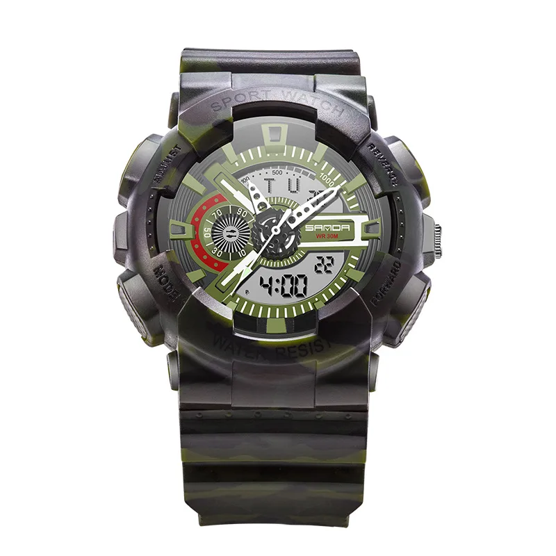

SANDA Shock Style Fashion Colorful Men Women Watches Sport Outdoor Digital Watch Analog 30M Waterproof Military Wristwatches