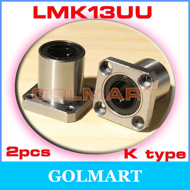 2pcs LMK13UU 13mm Square flange Type Linear Bearing 13x23x32mm for 13mm