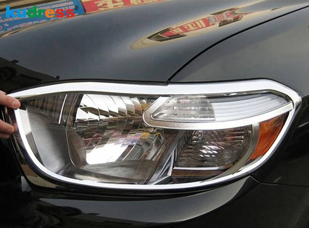 2 шт. накладки на переднюю фару для Toyota Highlander 2007 2008 2009 2010|abs chrome|trim coverauto chrome accessories |