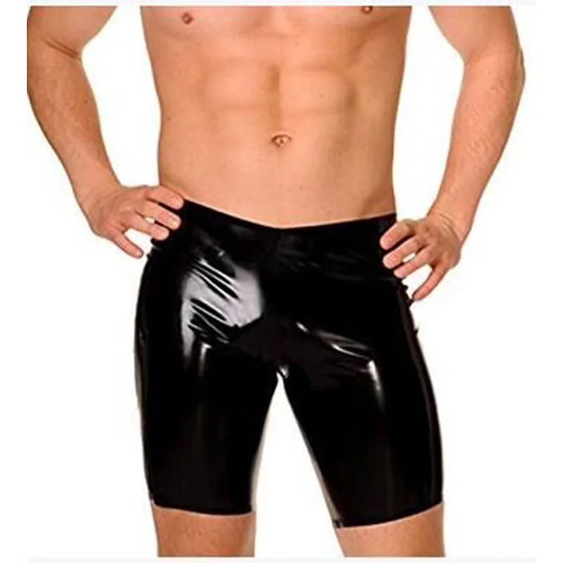 Men's Wetlook Faux Leather Shorts And Underwear Men Sexy Lingerie Fashion Funny Long Underpants