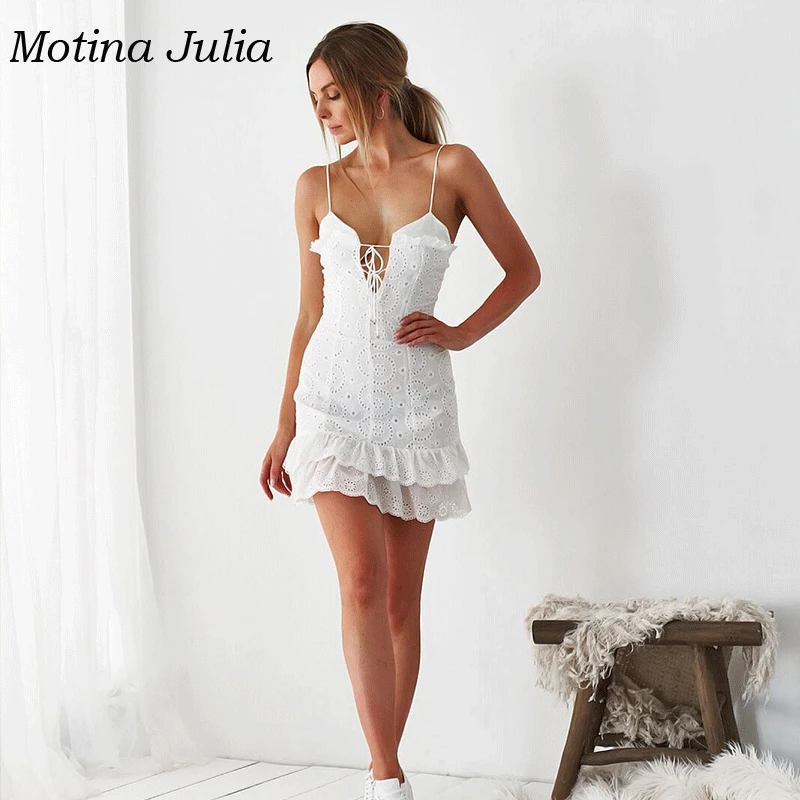 Летнее хлопчатобумажное платье с вышивкой Motina Julie 2019 пляжный сарафан в стиле бохо