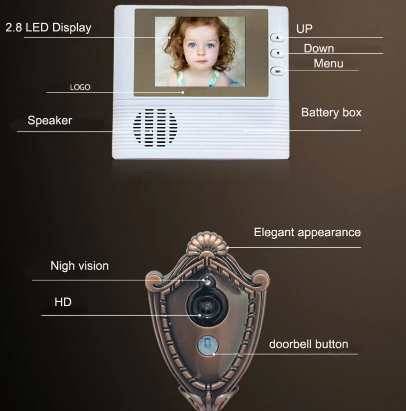2," ЖК цифровой дверной глазок видео камера Анти-Прай видео телефон двери ночного видения домашний охранный звонок высокого качества