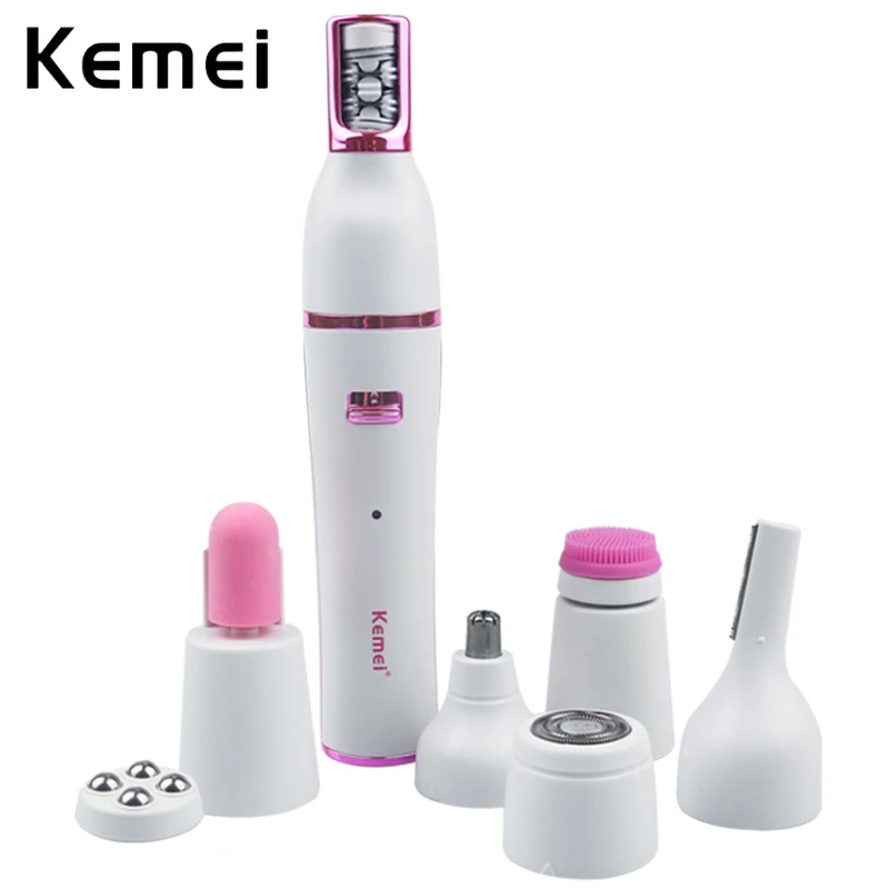 

Kemei-2189 7 In 1 Nose Hair Beard Eyebrow Rechargeable Women Electric Trimmer Hair Remover Device Lady Epilator Skin Care Tool