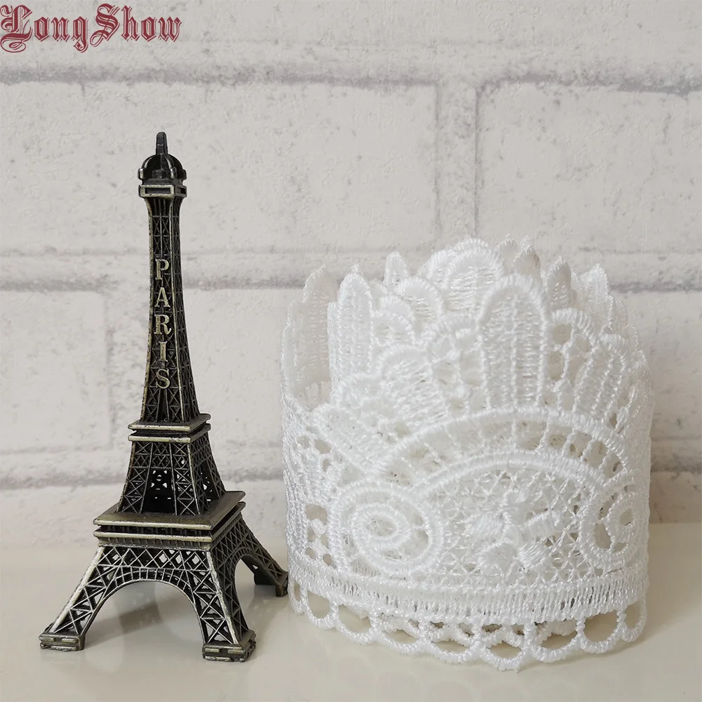 

1Lot/10 yards 7cm Width Solid White Colour Water Soluble Embroidered Lace Trim Apparel Sewing Lace Border