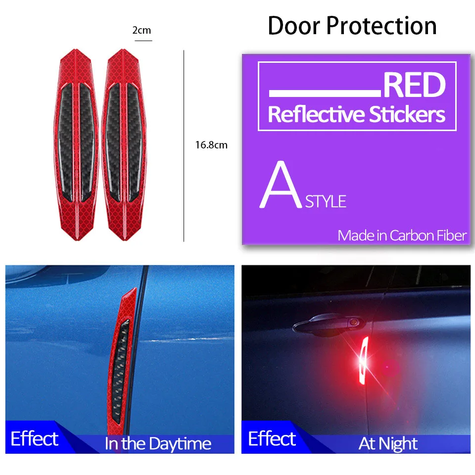 Колеса автомобиля брови двери боковая Светоотражающая Защитная Наклейка для Subaru Impreza XV hyundai Solaris tucson I30 creta Kia Rio 3 Ceed - Название цвета: Door Red Black